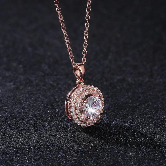 🍁 Shiny Round CZ Multi Layer Rose Gold Plated Classic Dainty Necklace,EV… - Picture 2 of 4